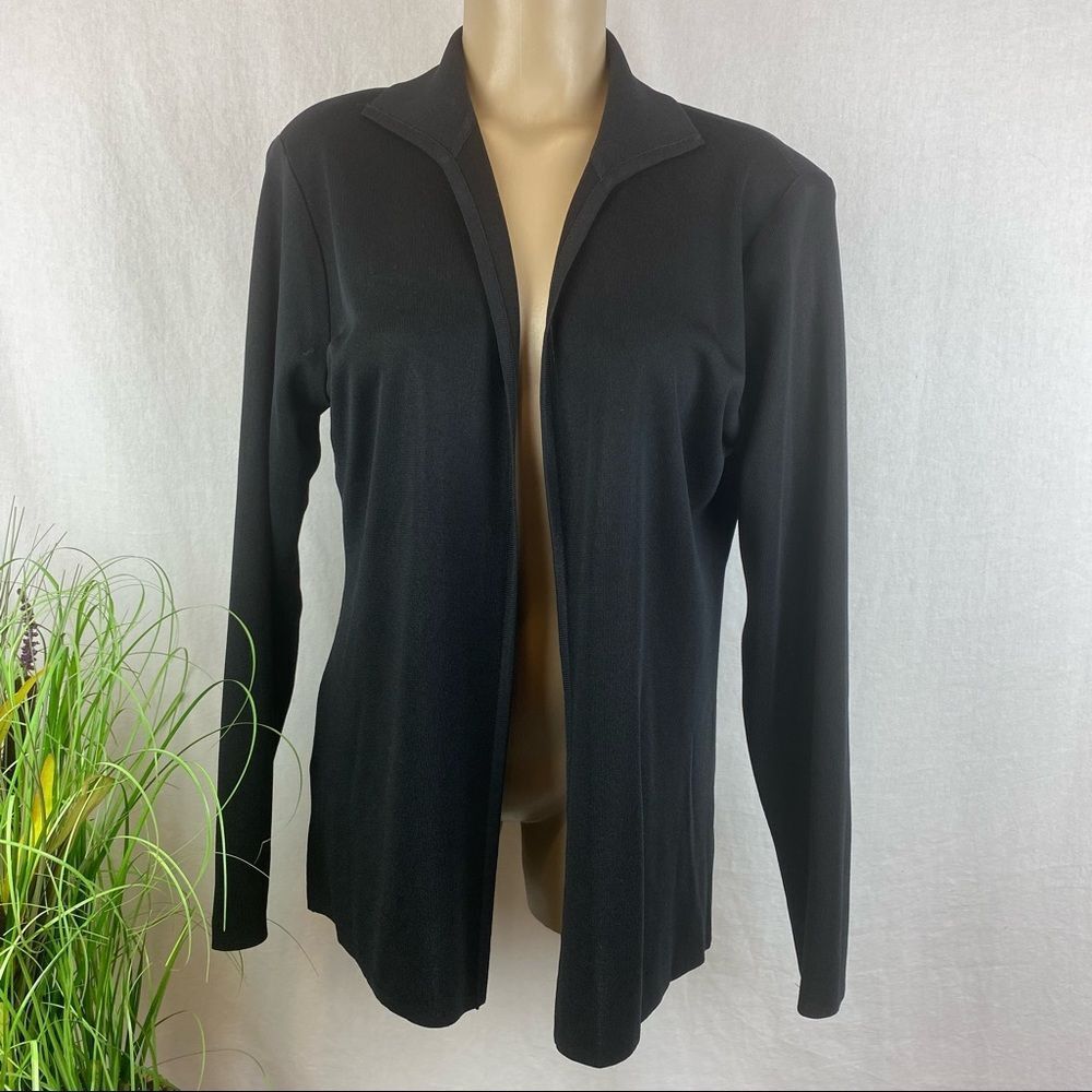 Misook Black Basic Open Long Sleeve Cardigan Sweater S - Picture 2 of 6